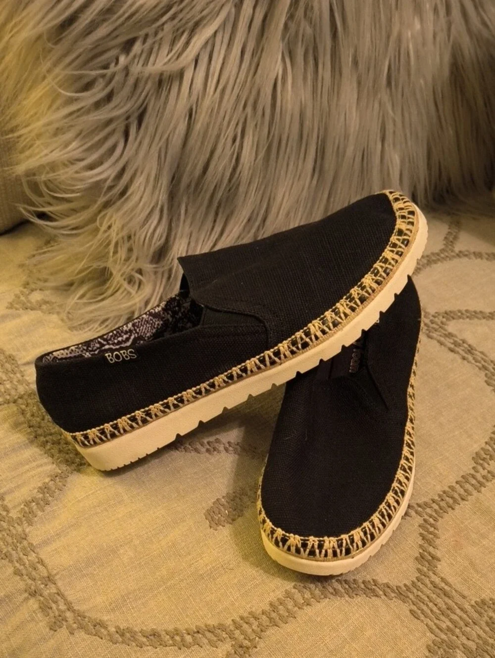BOBS by SKECHERS Black Slip-On Espadrille Flats